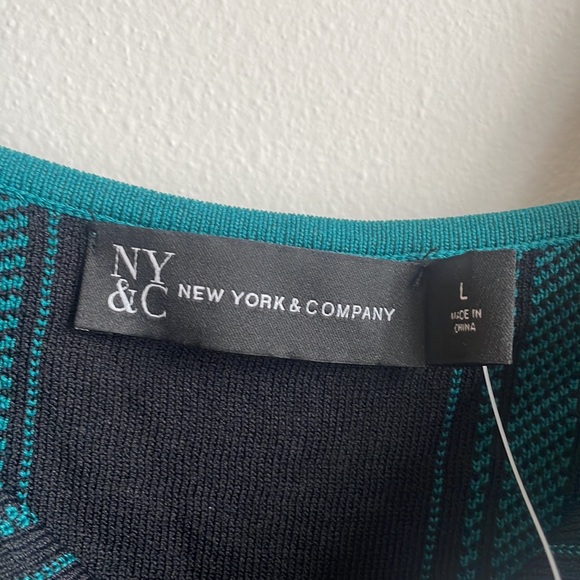 NWT NY&Co Teal Plaid Sweater Dress - Picture 5 of 6